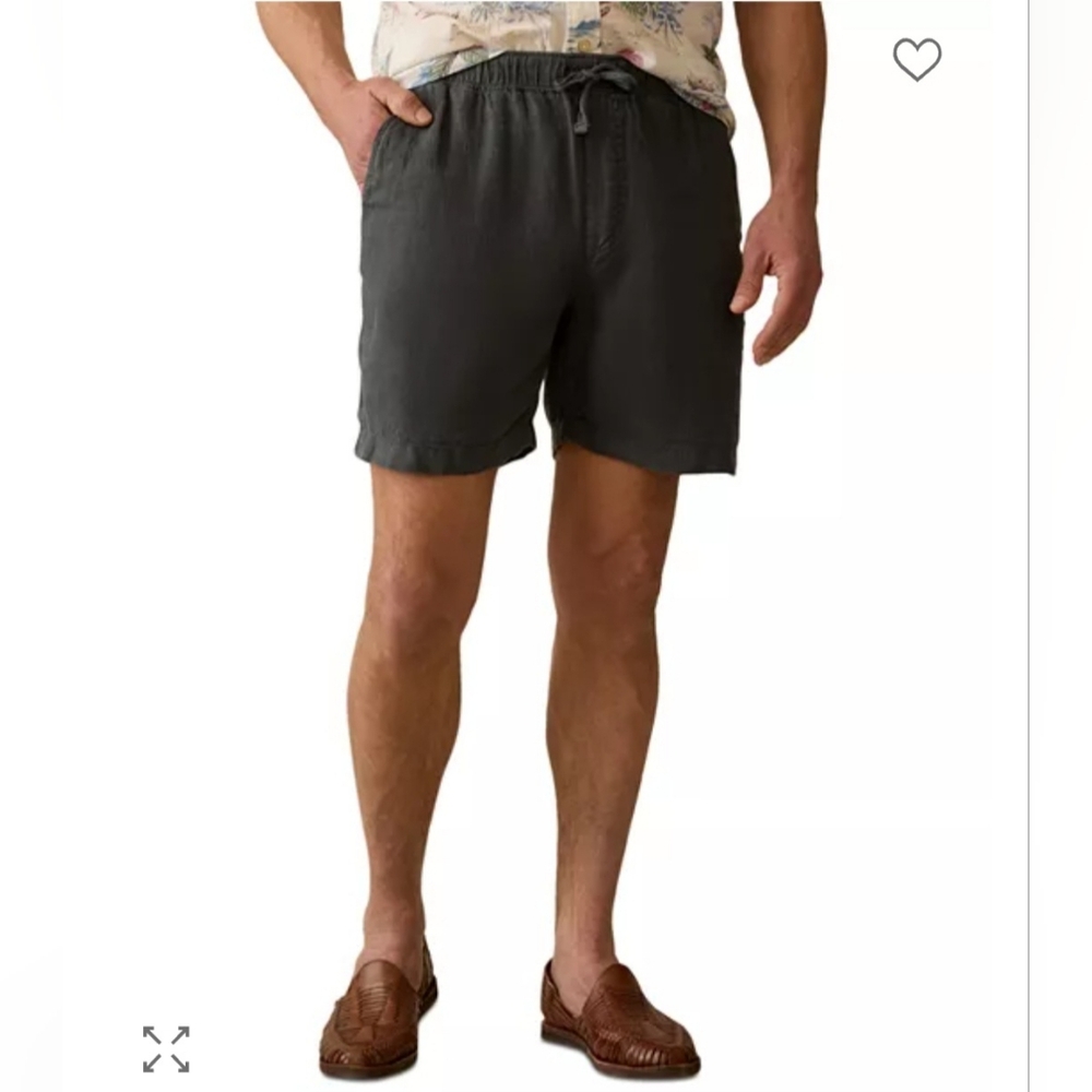 Faherty Essential Linen Short (6.5" Inseam) - Washed Black